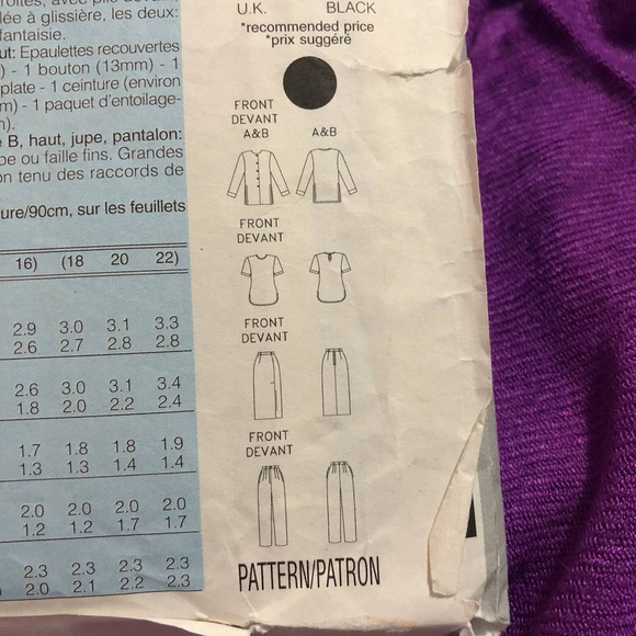 Butterick Sewing pattern 4582 top skirt pants sz 18 20 - Picture 3 of 7
